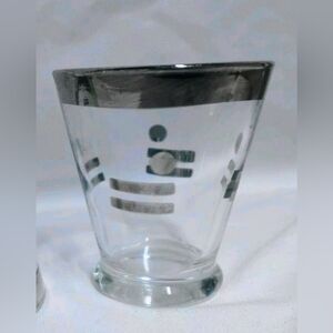 Dorothy Thorpe RARE DOTS AND DASHES GLASS Cocktail Silver Band Juice Mid Century